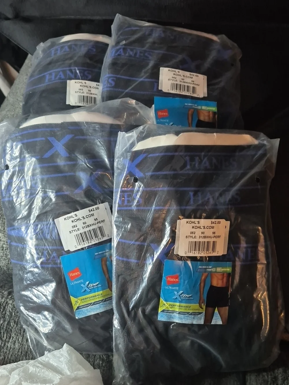 Hanes X-Temp Men's 4X Black Boxer Briefs 3 pack - New